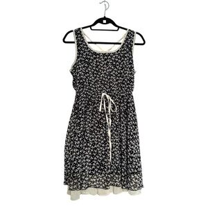Rosebud Francescas Cat Fox Print Layered Drawstring Waist Mini Dress Size Medium